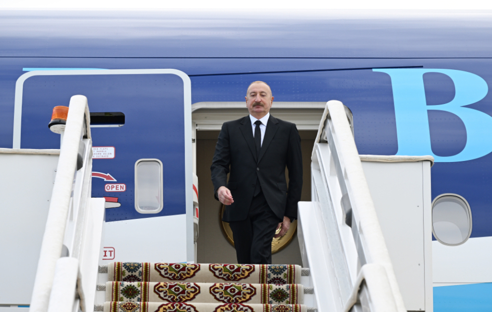 President Ilham Aliyev arrived in Turkmenistan on working visit VIDEO