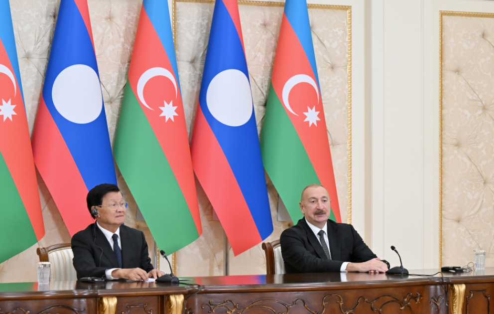 Presidents of Azerbaijan and Laos delivered press statements VIDEO