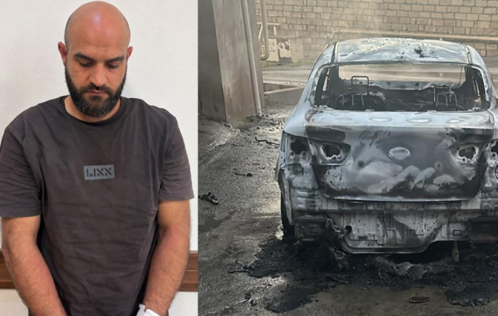 В Гарадаге арестовано лицо, поджегшее автомобиль директора школы ВИДЕО
